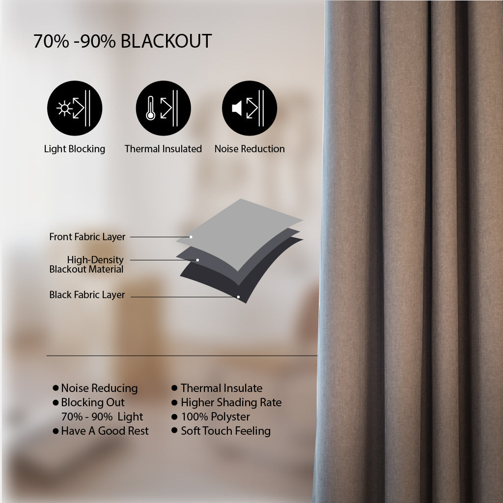 Kaaten Malmo Earth Langsir Tingkap Tebal Curtain Blackout Readymade Hotel Plain