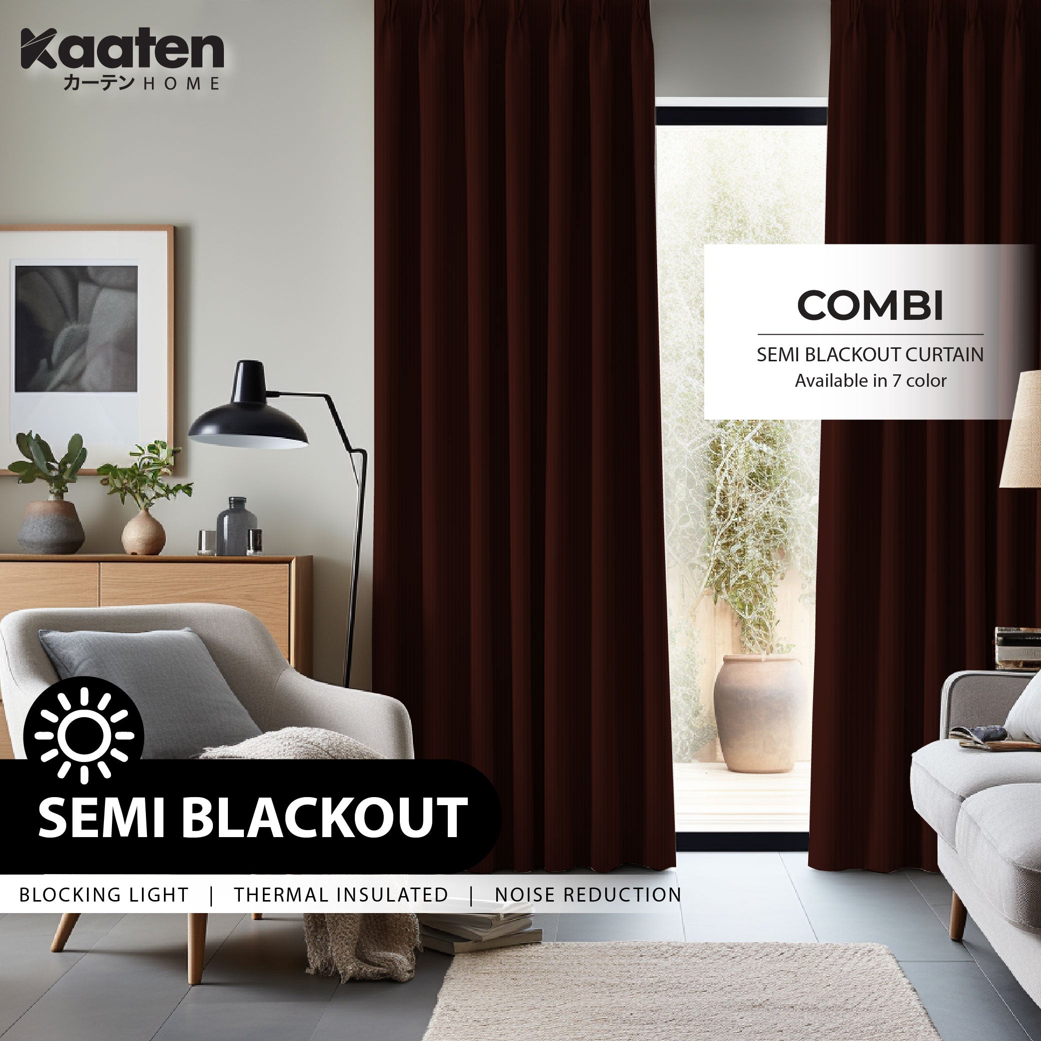 Kaaten Combi Multicolour Langsir Tingkap Murah Curtain Semi Blackout Readymade Hotel Design