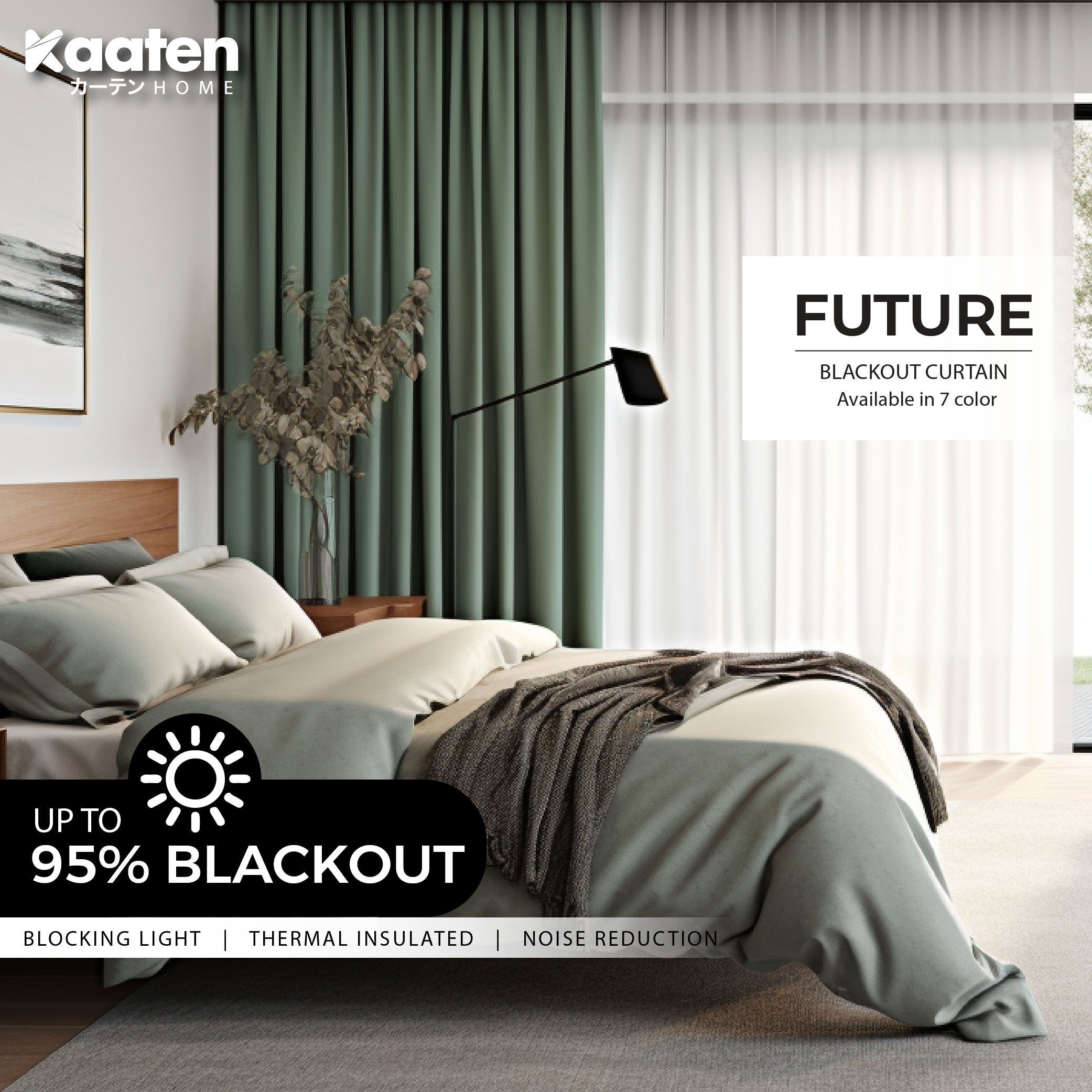 Kaaten Future  Natural Langsir Tingkap Tebal Curtain Blackout Readymade Hotel Plain