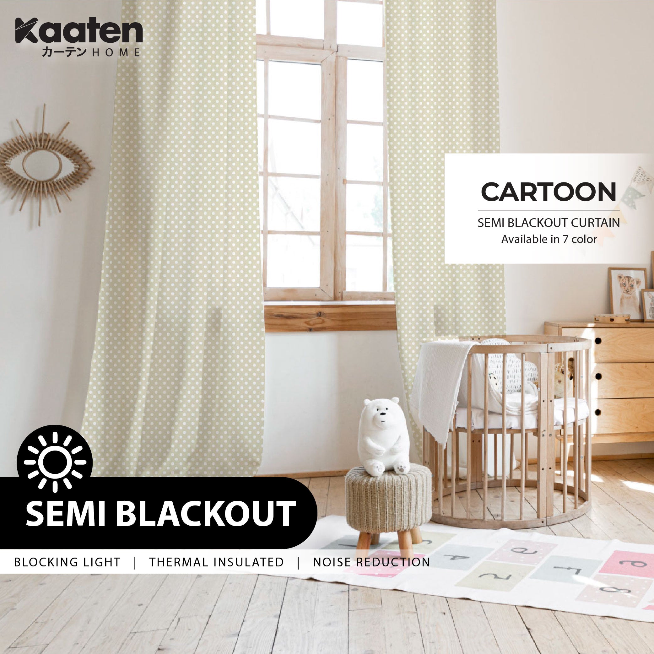 Kaaten Kids Border Langsir Tingkap Murah Curtain Semi Blackout Readymade Hotel Design